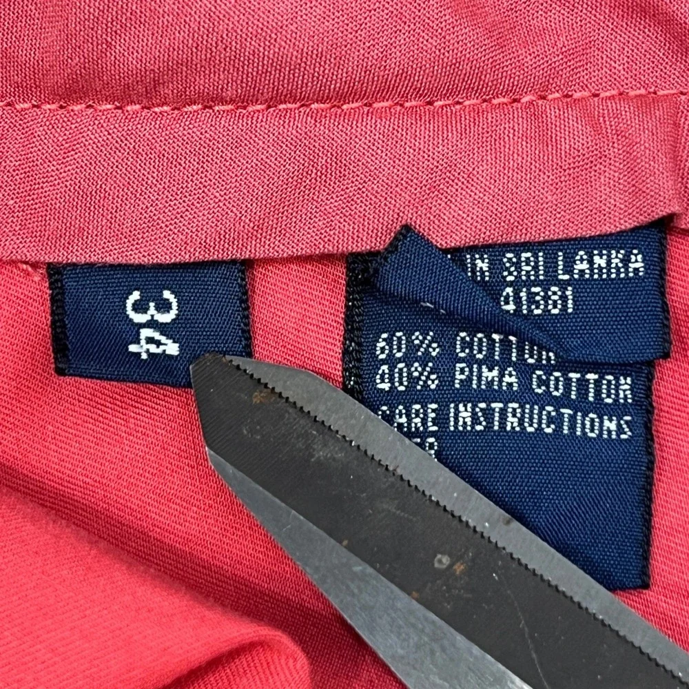 Polo Golf Ralph Lauren Mens Salmon Red Pima Cotton Chino Shorts Sz 34 Flat Front